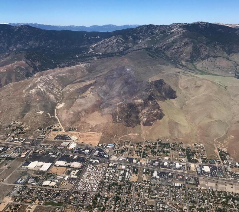 An aerial photo of the Voltaire Canyon burn area from the fire. U.S. Forest Service photo