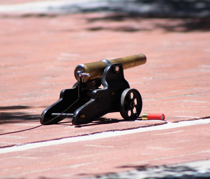 A miniature cannon used to fire off rounds at the dedication ceremony.