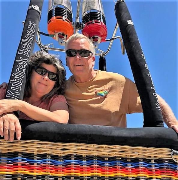 Photos courtesy Allen Anderson, Sr. East Fork Fire Capt. Allen Anderson, Sr. in a balloon basket with his wife, Lori.