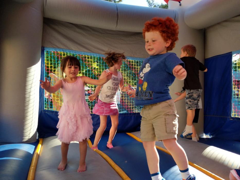 A bounce house was quite a kids' favorite.