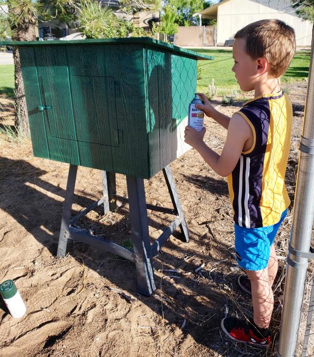 Photo by Chelsy Simerson. Finishing touches are put on the Ruby Lane book box.