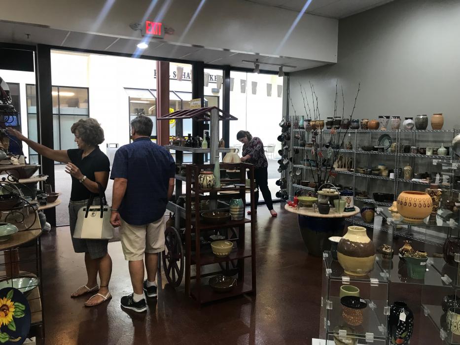 Hand-made pottery items were for sale.