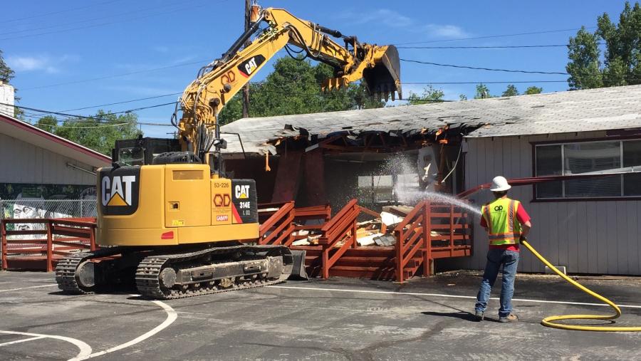 Demolition of an old modular at Pioneer High School.