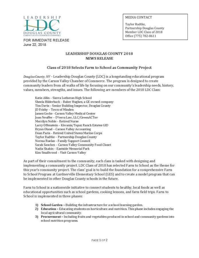 LDC 2018 Press Release, Page 1