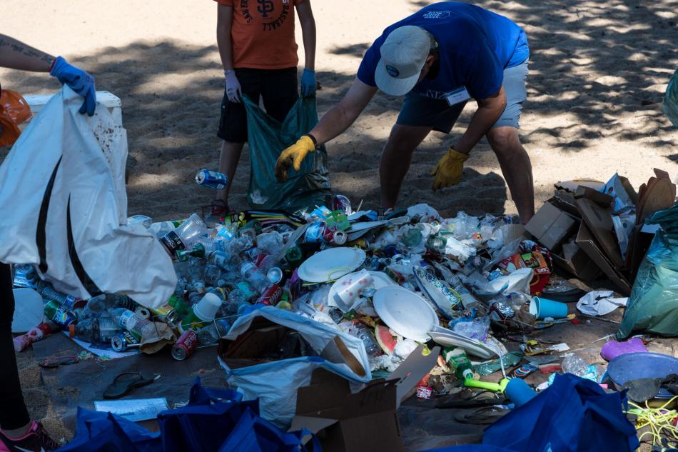 Nearly 500 volunteers collected more than 1,400 pounds of trash Thursday at Lake Tahoe.