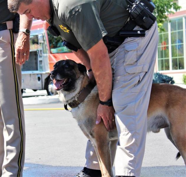 Photos by Brett Fisher. CCSO Deputy K-9 Handler Jeff Pullen with Rex Saturday at the Nevada Humane Society.