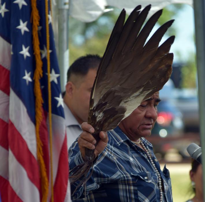 Reg Soap of the Duck Valley Shoshone-Paiute Indian Tribe delivers a blessing.