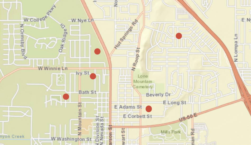 The outage map as of 7:56 p.m.