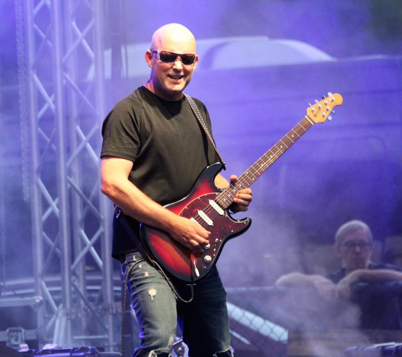 Jefferson Starship lead guitarist Jude Gold does a solo on his electric guitar Wednesday night at the BAC.