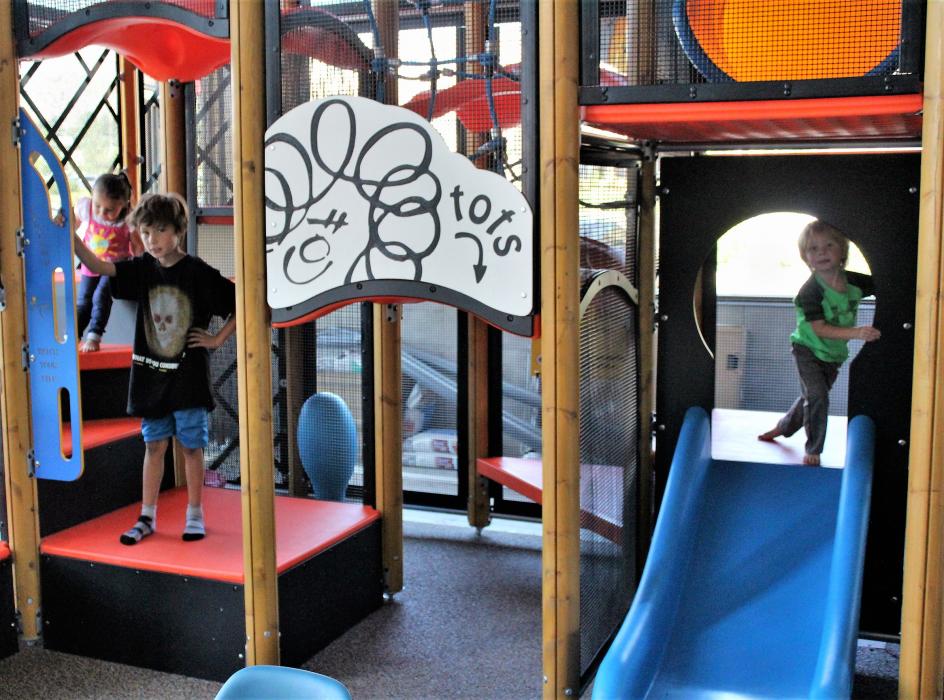 Children play on the new Playland gym.