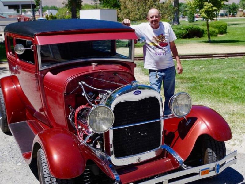 Don Geisler of Carson City with his 1928 Ford two-door sedan.