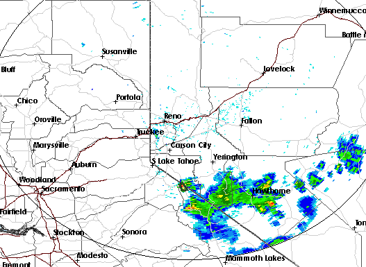 Doppler radar at 4:30 p.m. shows the thunderstorms forming and moving toward the Flash Flood Warning areas