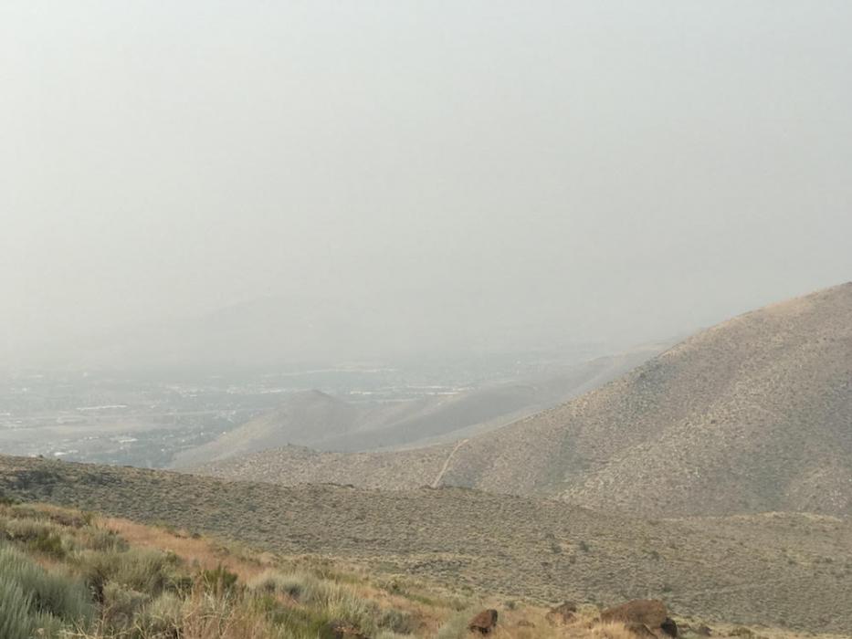 Air quality is poor again Friday as seen in this photo up Goni Canyon. Photo by Kelsey Penrose