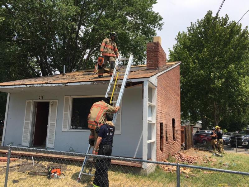 Crews from Carson City, Truckee Meadows and East Fork departments train Friday off of South Nevada Street. Photo by Kirk Caraway