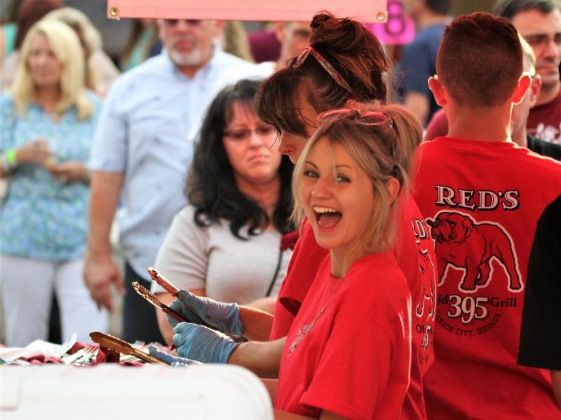 Photos by Brett Fisher. A Red's Old 395 Grill employee spies the camera Saturday in downtown Carson City.