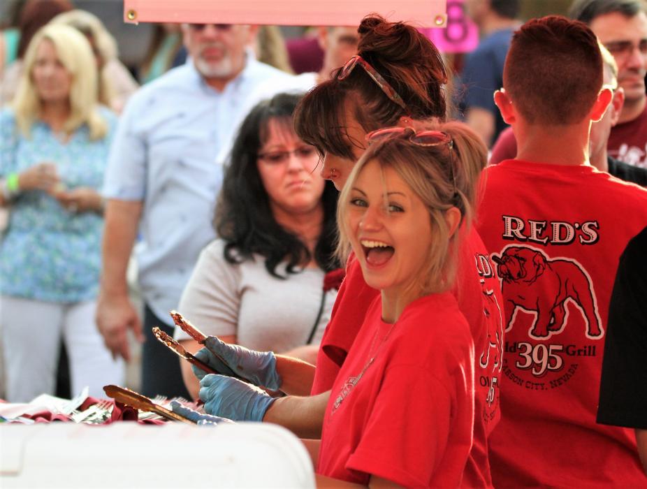 Photos by Brett Fisher. A Red's Old 395 Grill employee spies the camera Saturday in downtown Carson City.