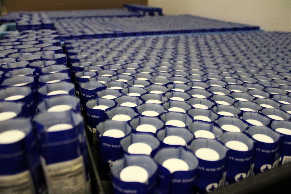 Product in packaging ready to be sealed.