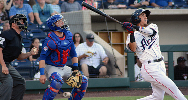 Shortstop Ildemaro Vargas is back with the Aces and is still riding a hit streak. Tim Parsons / Tahoe Onstage