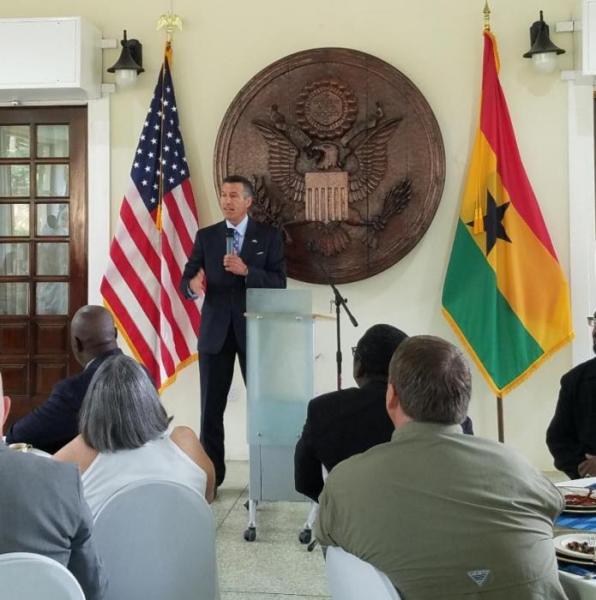 Nevada Gov. Brian Sandoval speaks during the trade mission with focus on higher education, mining and trade contingents.