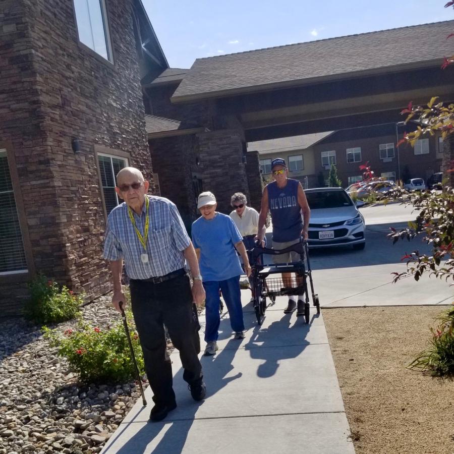 The RENO 5000 JR 1 Mile 2018 Team from Summit Estates Senior Living and Memory Care preparing for the race.