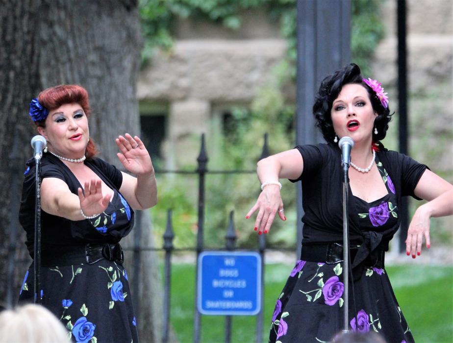 Photos by Brett Fisher. The Retro Radio Dolls next to the Nevada State Capitol Building Sunday.