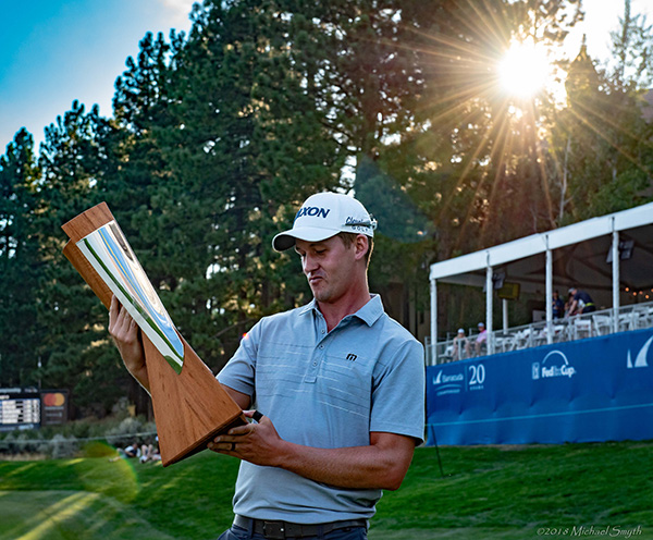 The sun shines upon Andrew Putnam as whe wins the 20th Barracuda Championship in Reno. Tahoe Onstage photo by Michael Smyth