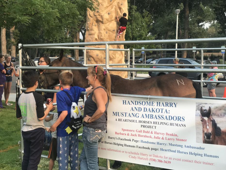 Two mustang enthusiasts meet their hero, Mustang Ambassador Handsome Harry.