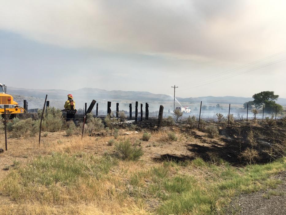 The fire is located on Washoe tribal property near Hobo Hot Springs according to tribal police. Photo by Kirk Caraway