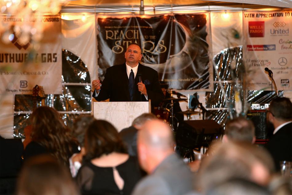 WNC President Dr. Vincent Solis speaks at the Reach for the Stars black-tie gala on Saturday at the Jack C. Davis Observatory.