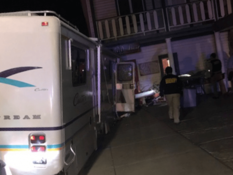 The motorhome crashed into a building in Gardnerville following the pursuit. DCSO photo