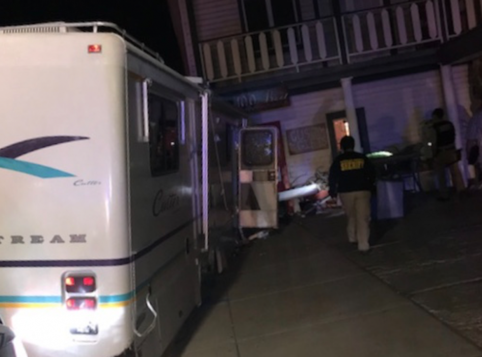 The motorhome crashed into a building in Gardnerville following the pursuit. DCSO photo