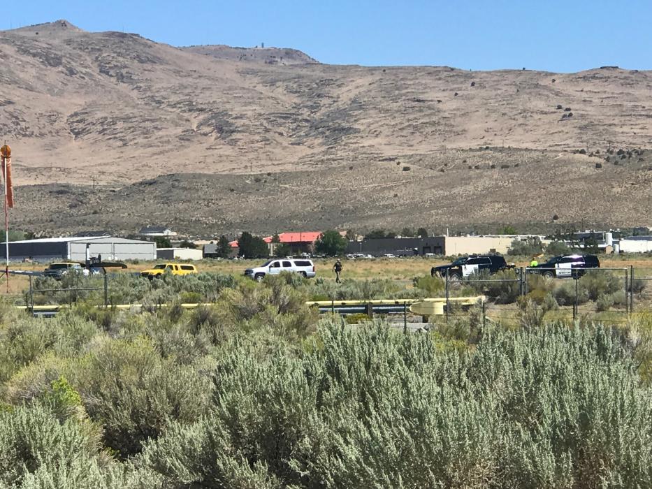 No injuries were reported after the airplane slid off the runway at Carson City Airport. Photos by Kelsey Penrose