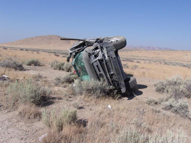The driver of the Tundra involved in the fatal rollover was not wearing a seat belt. NHP Photo