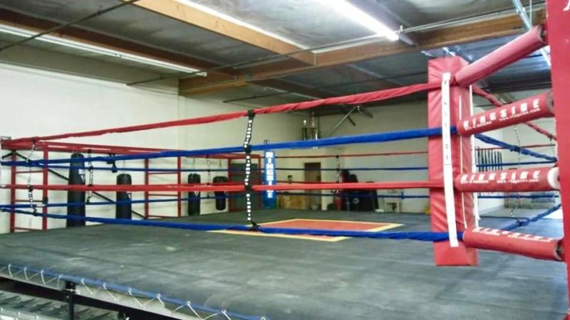 Photo courtesy Tazmanian Boxing Club. A competition-size sparring ring inside the new Tazmanian Boxing Club.