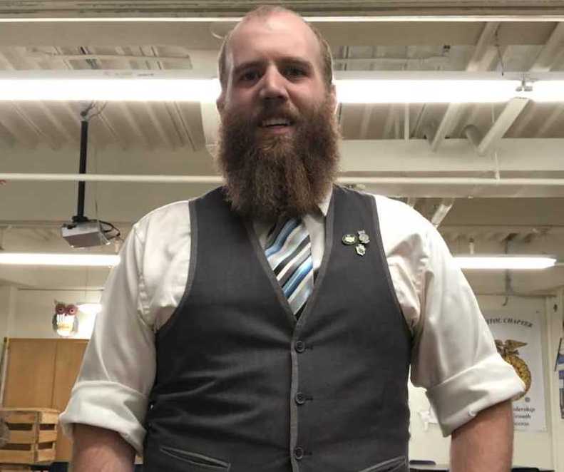 CHS Agriculture teacher Charles Mann competing in the Dress for Success challenge Sept. 13.