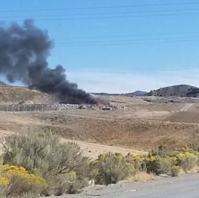 Carson City Fire Department responded Sunday to another fire at the landfill. Photo by Chelsey Lynn