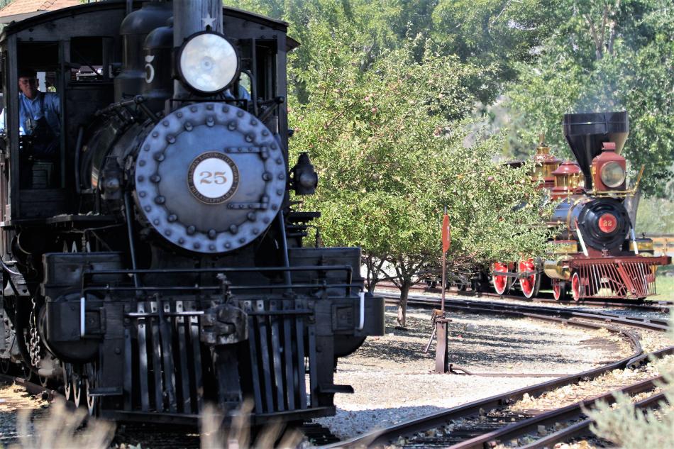 The V&T Engine No. 25 with The Inyo Engine No. 22 in the background.