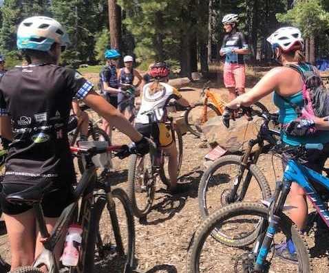 CHS Senator's Cycling Team talking with Olympian and UCI World Cup winner Katerina Nash.