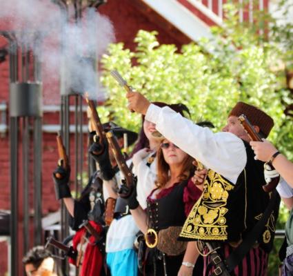 Black powder demonstration on the Third Street Stage. Photo by Brett Fisher