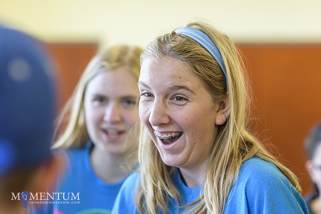 Katrina Farnsworth, 13, & Rebecca Baird, 15, attend Partnership Douglas County's youth seminar. Candice Vivien, Nevada Momentum