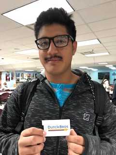 CHS freshman David Mariscal winning a Dutch Bros. gift card for his participation in Banned Books Week.