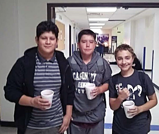 CHS freshman enjoying some hot chocolate from FCA.