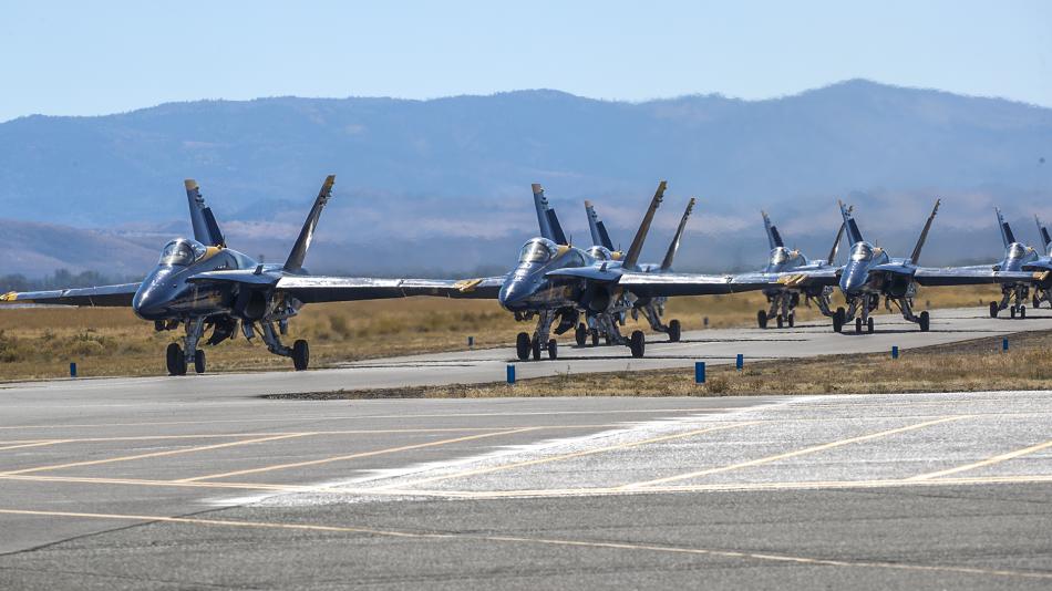 Blue Angel Jets at Minden-Tahoe Airport on Monday. Photo by John T. Humphrey