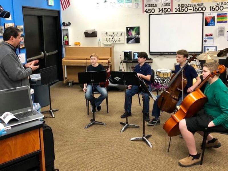 Carson City Symphony instructs Carson Middle School students, photo courtesy Carson City Symphony Association.