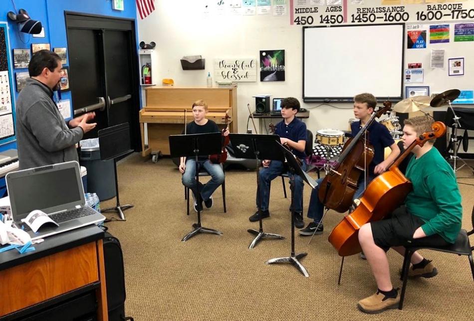 Carson City Symphony instructs Carson Middle School students, photo courtesy Carson City Symphony Association.