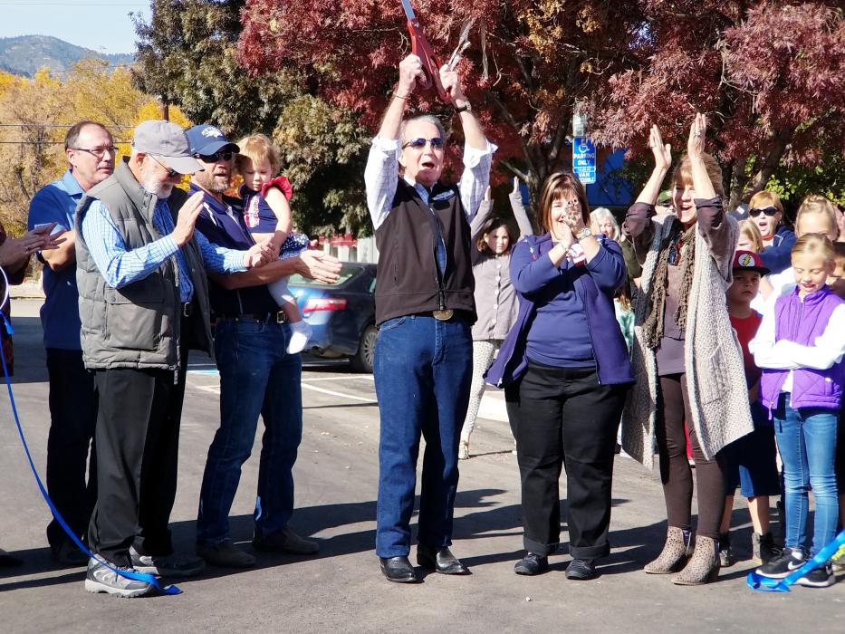 Photos by Brett Fisher. The Carson City Board of Supervisors cuts the ribbon at Curry and Telegraph streets Friday morning.