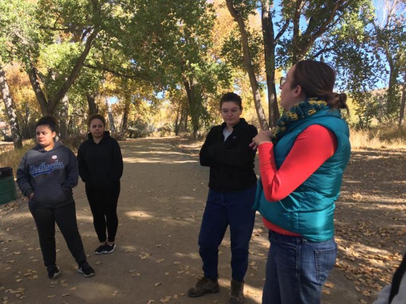 Lyndsey Boyer, Senior Natural Resource Specialists, gives a lesson on beavers