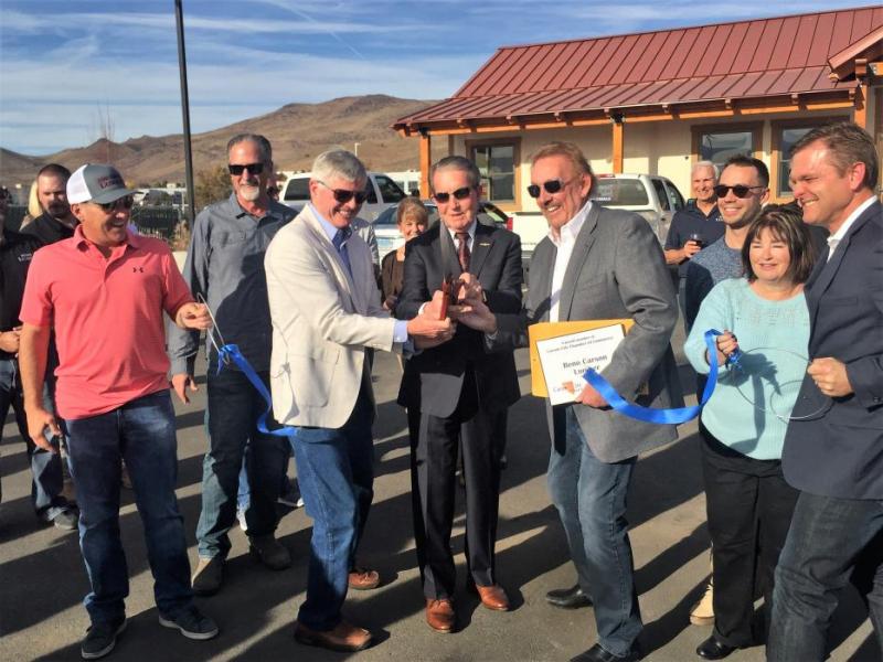Photo by Jenny Treece. The ribbon is cut Friday at Reno Carson Lumber off Arrowhead Drive.