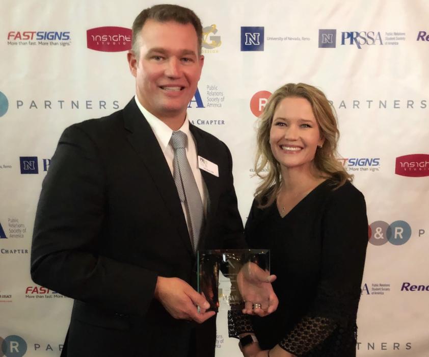 Carson City School District Public Information Officer Dan Davis and School Board Trustee Laurel Crossman.