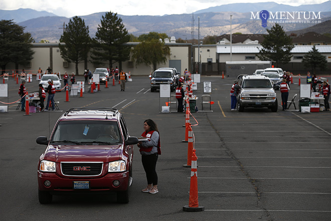 The drive-through clinic was held in Carson City last month. Photo by Cathleen Allison, Nevada Momentum